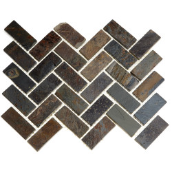 Каменная мозаика MS0517 ГРАНИТ кирпич-ёлочка зелёный