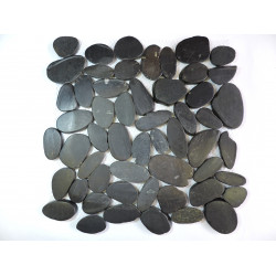 Каменная мозаика MS00-3 BCP ГАЛЬКА овал чёрная матовая