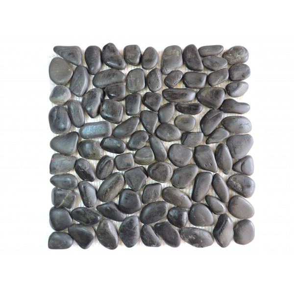 Каменная мозаика MS00-3HP ГАЛЬКА чёрная матовая
