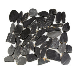 Каменная мозаика MS00-3 BCP ГАЛЬКА овал чёрная шлифованная 