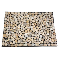 Коврик НАТУР ГАЛЬКА НА РЕЗИНЕ MS00-1 бело-серая