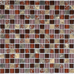 Мозаика стеклянная с камнем SB154 - 15*15 (300х300х8/6)