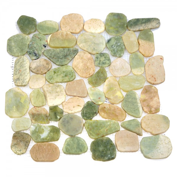 Каменная мозаика MS9002 BC МРАМОР бело-зелёный круглый