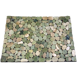 Коврик НАТУР ГАЛЬКА НА РЕЗИНЕ MS7013 зелёно-белая