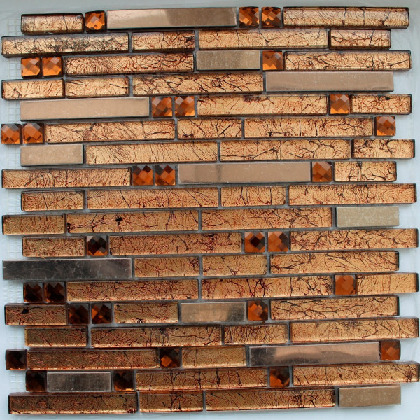Мозаика стеклянная с камнем XY160 - 15*15, 15*48, 15*96, (304*304*8)