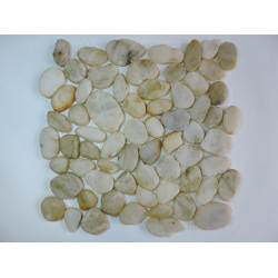 Каменная мозаика MS00-1 BCP ГАЛЬКА овал белая матовая