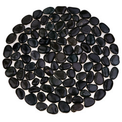 Каменная мозаика MS00-3M ГАЛЬКА чёрная НА КРУГЕ