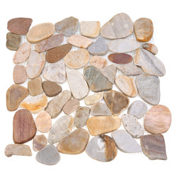 Каменная мозаика MS00-ST BCP ГАЛЬКА овал бел/сер/красная 