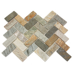 Каменная мозаика MS0516 ГРАНИТ кирпич-ёлочка серый