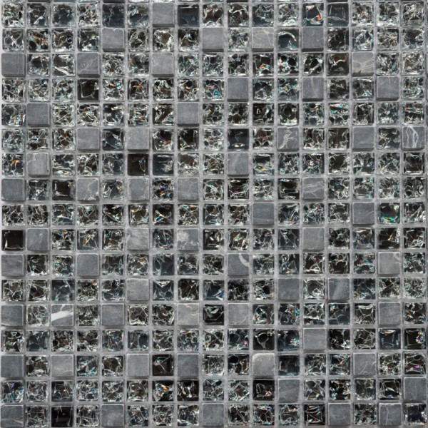 Мозаика стеклянная с камнем GS089B - 15*15 (300х300х8/6)