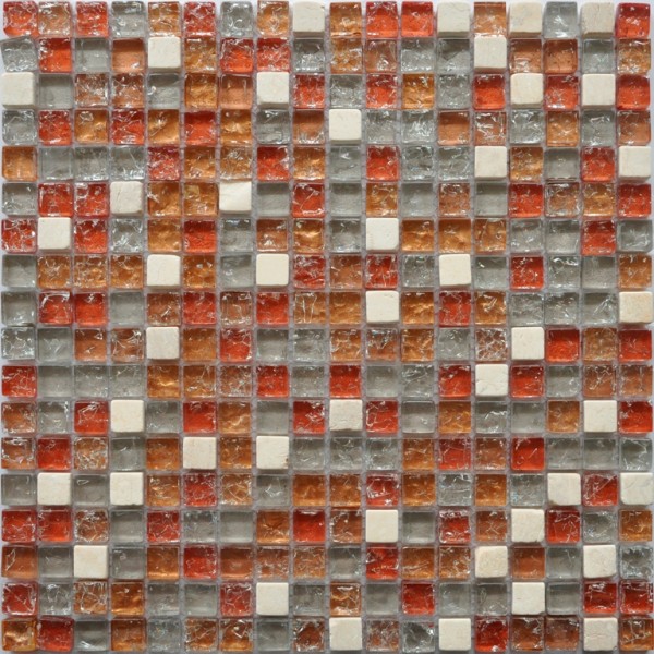 Мозаика стеклянная с камнем GS090B - 15*15 (300х300х8)