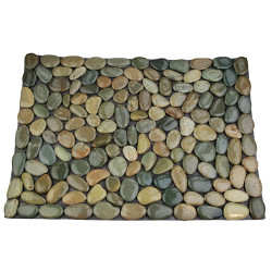 Коврик НАТУР ГАЛЬКА НА РЕЗИНЕ MS8005 зелёно-серая