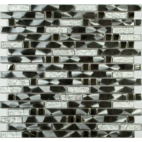 Мозаика MS-606 метал стекло  (15х48х98x6) 305*298