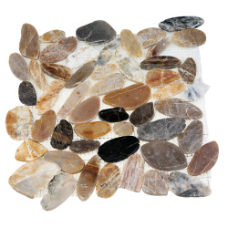 Каменная мозаика MS00-5 BCP ГАЛЬКА овал бел/корич/серая шлифованная