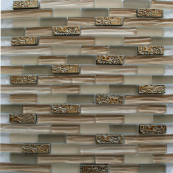 Мозаика стеклянная с камнем SZ-003 - 15*48, 15*96 (300х300х8/6)