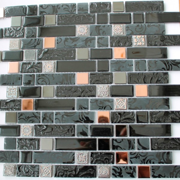Мозаика стеклянная с камнем DGFW010 - 20*20, 20*40 (304х304х8/6)