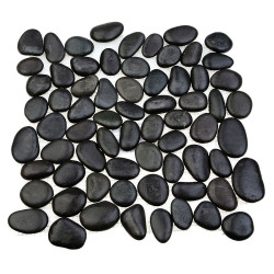 Каменная мозаика MS00-3HP ГАЛЬКА чёрная шлифованная