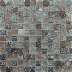 Мозаика стеклянная с камнем 010  - 23*23 (300х300х8)